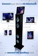 Sharper Image SBT1001BK Wireless Tower Speaker With Blue LED Lights,Docking Station And Bluetooth, FM Radio &amp;... N3