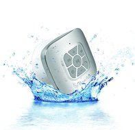 AquaAudio QZ-2Q0H-R3GO Cube Waterproof Bluetooth Wireless Speaker with Suction Cup and Built-in Mic for All Bluetooth...