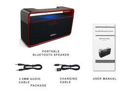 Portable Bluetooth Speaker, with 2x5W Acoustic Drivers, LED Display, Dual Subwoofer, FM Radio, Handsfree Speakerphone... N4