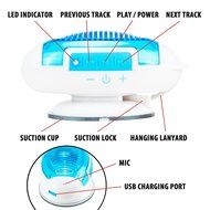 GOgroove IPX4 Splash Proof Bluetooth Shower Speakerphone with Onboard Controls and Microphone for Hands Free Calling... N2
