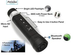 Avido&trade; All-In-One *4 Functions* [2600mAh USB Power Bank, Bluetooth Speaker, Bright LED Flashlight, Micro-SD Card... N2