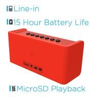 Ematic Bluetooth Wireless Speaker &amp; Speakerphone for iPhone, iPad, iPod, Android, Tablets &amp; Smartphones, Red