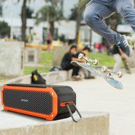 Archeer A226 Portable Bluetooth Speakers Outdoor Sport Shower Wireless Speaker with Light, Clip, Microphone, Silver N12