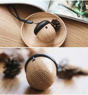 Mini Portable Wood Wireless Bluetooth Speaker Nut Shape with Hanging Cord N5