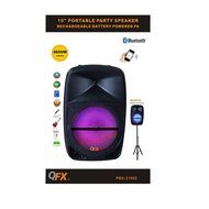 QFX PBX-31502 Rechargeable Powered PA with Bluetooth/FM/USB/SD In/Stand