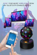 Sharper Image SBT651BK Universal Rechargeable Bluetooth Disco Ball Speaker with LED Color Changing Lights - Black N2
