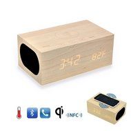 SinoPro Multi-Function Qi Wireless Charger Wireless Bluetooth Wood Speaker with Built in Mic, NFC, Thermometer...