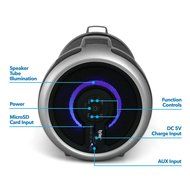 Tyler Portable Wireless Bluetooth Stereo Cylinder Speaker TWS401-BK with LED Light, FM Radio, AUX and MicroSD/...