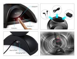 Bluetooth Speaker with Unique Phone Holder and Storage Unit by AcTek, 10W Output Power, 360&deg; Surround Sound, 10... N4