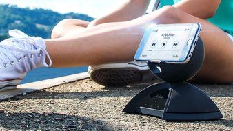 Bluetooth Speaker with Unique Phone Holder and Storage Unit by AcTek, 10W Output Power, 360&deg; Surround Sound, 10... N5