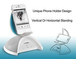 Bluetooth Speaker with Unique Phone Holder and Storage Unit by AcTek, 10W Output Power, 360&deg; Surround Sound, 10... N17