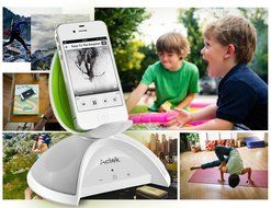 Bluetooth Speaker with Unique Phone Holder and Storage Unit by AcTek, 10W Output Power, 360&deg; Surround Sound, 10... N29