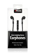 2BOOM Noise Isolating Wired Earbuds Headphones with Microphone and Volume Control Black N3