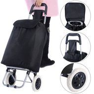 Gracelove Black Large Capacity Light Weight Wheeled Shopping Trolley Push Cart Bag
