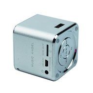 Music Angel Mini Multimedia Speaker Support for Tf Card U-disk Fm Radio Md07u Silver