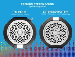Jarv Big Shot Water Resistant Rugged Bluetooth Speaker with FM radio - Gray N7