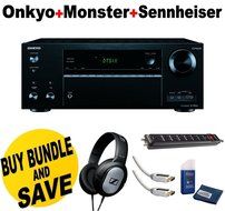 Onkyo TX-NR656 7.2 Channel Network A/V Receiver + Monster Home Theater Accessory Bundle + Sennheiser HD201 Headphones...