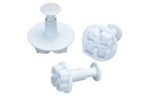Leegoal (TM) Three Holly Leak Cookie Sugarcraft Fondant Decorating Plunger Cutter Mold (White,Set of 2) N19