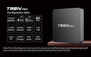 T95N Pro Android6.0 TV Box S905X Quad Core 2GB/8GB 4K2K HD Kodi 16.1 Fully Loaded Streaming Media Player N6