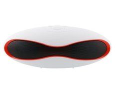 White Portable Bluetooth Stereo Speaker, Built-in USB/SD input, Built-In Rechargeable Lithium Battery, Measures...