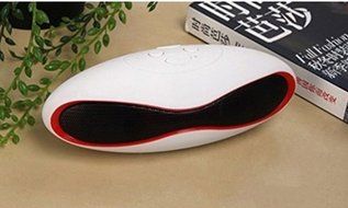 White Portable Bluetooth Stereo Speaker, Built-in USB/SD input, Built-In Rechargeable Lithium Battery, Measures... N6