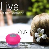 Foolly Waterproof Bluetooth Shower Speakers with Suction Cup &amp; Mic Handsfree for Phone Call Pink N2