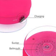Foolly Waterproof Bluetooth Shower Speakers with Suction Cup &amp; Mic Handsfree for Phone Call Pink N6