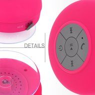 Foolly Waterproof Bluetooth Shower Speakers with Suction Cup &amp; Mic Handsfree for Phone Call Pink N7