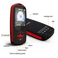 MEEKO 8GB Hi-Fi Lossless Sound Bluetooth MP3 Player 50 Hours Playback,FM Radio Record, Red N4