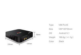 V88 Plus Android 5.1 Rockchip 3229 Quad-Core (1.5GHZ) 2GB/8GB WiFi H.265 4K Smart TV Box Multimedia Player N6