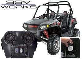 SSV Works WP-RZO Polaris RZR Bluetooth IPOD 2 Speaker Overhead Weatherproof Audio System