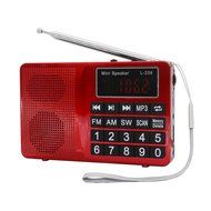 AMPSEVEN Portable AM/FM/SW 3 Band Radio Speaker USB MP3 Music Player Support Memory Delete,TF Card Slot(Red258)