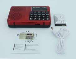 AMPSEVEN Portable AM/FM/SW 3 Band Radio Speaker USB MP3 Music Player Support Memory Delete,TF Card Slot(Red258) N6