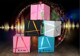 Bluetooth Speaker, Hi-tec Led Light Cube Portable Bluetooth Speaker with Fm Radio 30, Build-in Microphone, Work... N16