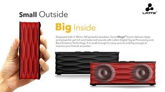 Latte BC235DBLK SoundMagic boom Portable Bluetooth Speaker with a Built-In Microphone and 2 Speakers (Black) N8