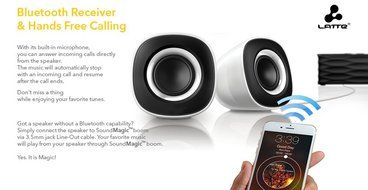 Latte BC235DBLK SoundMagic boom Portable Bluetooth Speaker with a Built-In Microphone and 2 Speakers (Black) N9