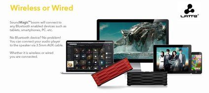 Latte BC235DBLK SoundMagic boom Portable Bluetooth Speaker with a Built-In Microphone and 2 Speakers (Black) N10