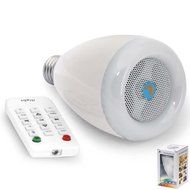 RoryTory Bluetooth Remote Controlled Music Speaker and LED House Party Color Changing Light Combo - White