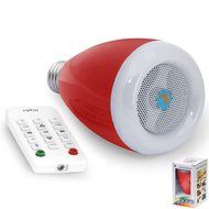 RoryTory Bluetooth Remote Controlled Music Speaker and LED House Party Color Changing Light Combo - White N8