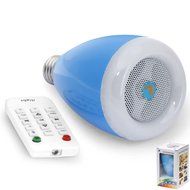 RoryTory Bluetooth Remote Controlled Music Speaker and LED House Party Color Changing Light Combo - White N11