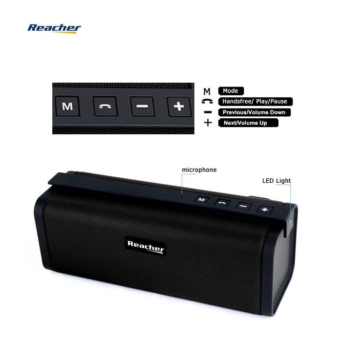 Reacher Portable Bluetooth Speaker FM Radio MP3 Player Built-In Power Bank, Mic, Micro TF SD Card, USB Input,... N17