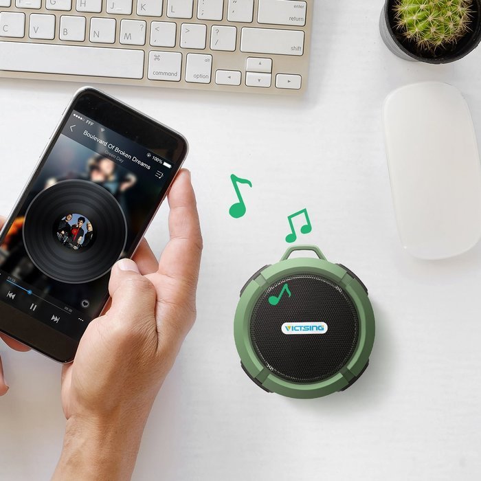 VicTsing Shower Speaker, Wireless Waterproof Speaker with 5W Drive, Suction Cup, Buit-in Mic, Hands-Free Speakerphone... N6