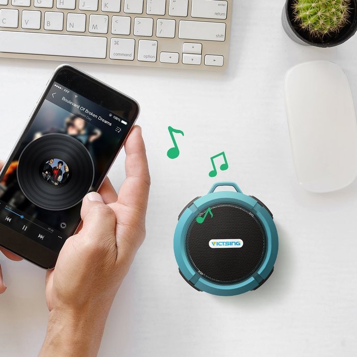 VicTsing Shower Speaker, Wireless Waterproof Speaker with 5W Drive, Suction Cup, Buit-in Mic, Hands-Free Speakerphone... N13