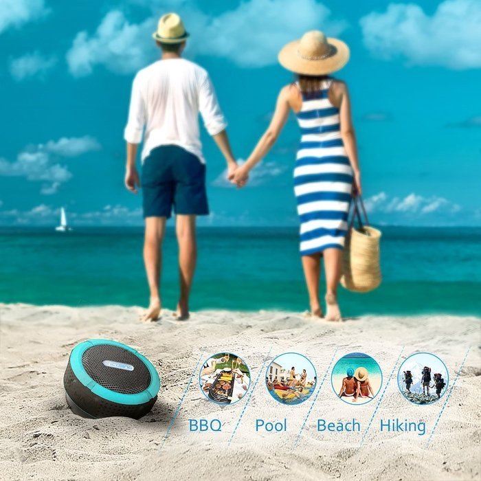 VicTsing Shower Speaker, Wireless Waterproof Speaker with 5W Drive, Suction Cup, Buit-in Mic, Hands-Free Speakerphone... N14