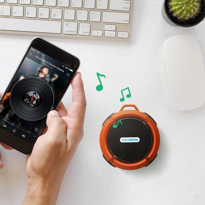 VicTsing Shower Speaker, Wireless Waterproof Speaker with 5W Drive, Suction Cup, Buit-in Mic, Hands-Free Speakerphone... N22