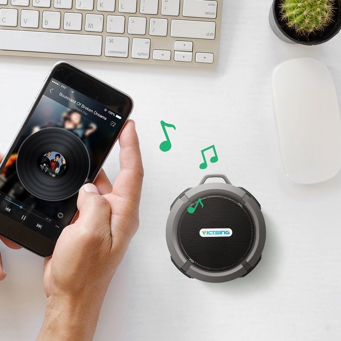 VicTsing Shower Speaker, Wireless Waterproof Speaker with 5W Drive, Suction Cup, Buit-in Mic, Hands-Free Speakerphone... N25