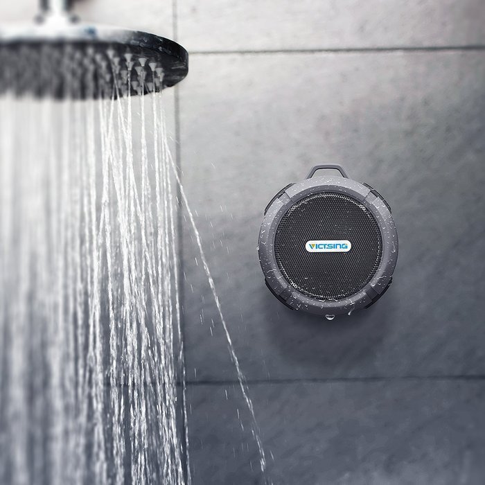 VicTsing Shower Speaker, Wireless Waterproof Speaker with 5W Drive, Suction Cup, Buit-in Mic, Hands-Free Speakerphone... N26