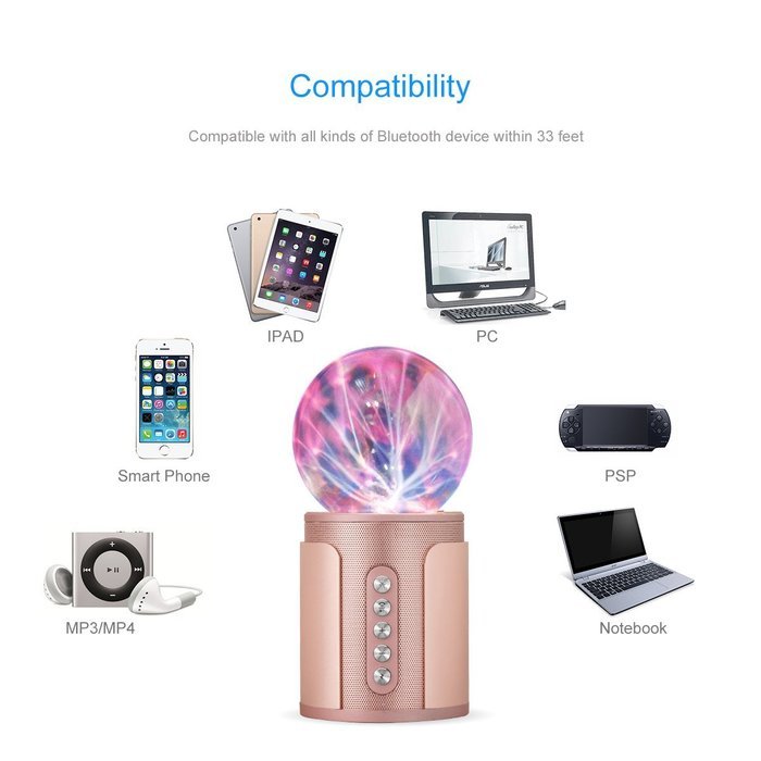 Uchoir Magic Plasma Ball Bluetooth Speaker, Fantastic Flashing Lightning ball Stereo Wireless Bluetooth Speaker... N4