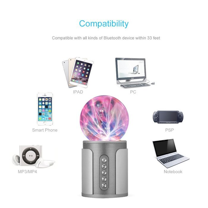 Uchoir Magic Plasma Ball Bluetooth Speaker, Fantastic Flashing Lightning ball Stereo Wireless Bluetooth Speaker... N11