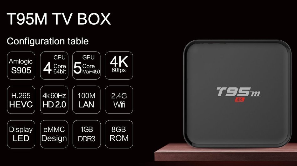 Yongf T95M Android 6.0 Marshmallow OS TV Box Quad Core 1GB DDR3 RAM 8GB Flash 4K UHD 3D HDMI Kodi 16.1 Fully Loaded... N3